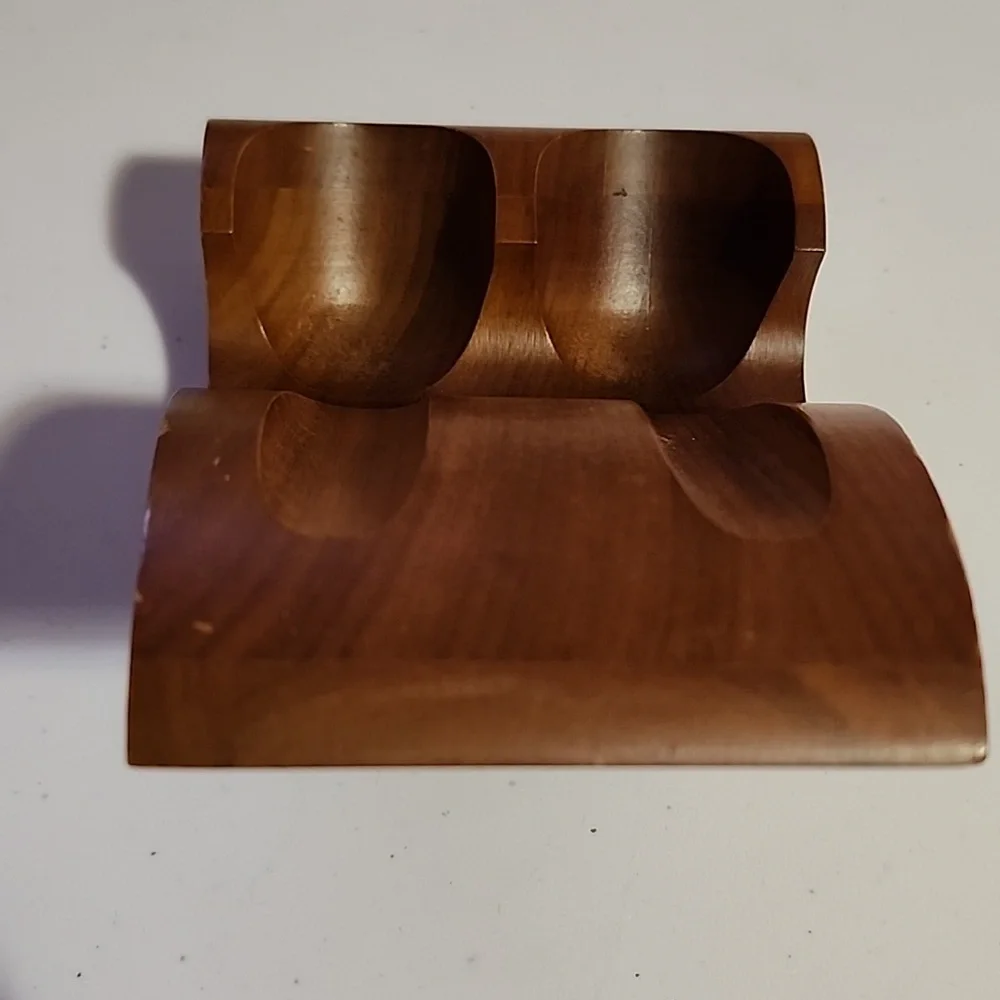 VINTAGE  DECATUR INDUSTRIES INC. GENUINE  WALNUT DECO DOUBLE SMOKING PIPE STAND - Picture 3 of 7